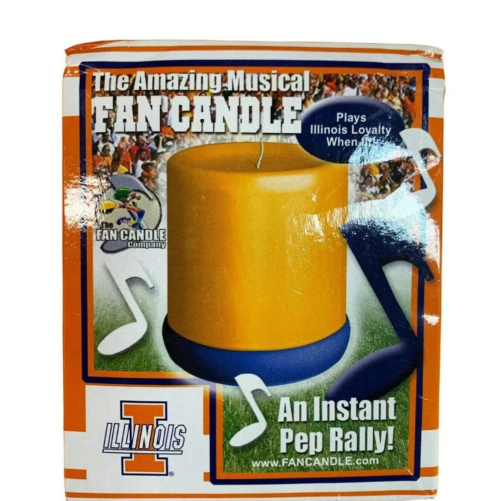 The Amazing Musical Fan Candle Illinois Fighting Illini Loyalty Fight Song -New